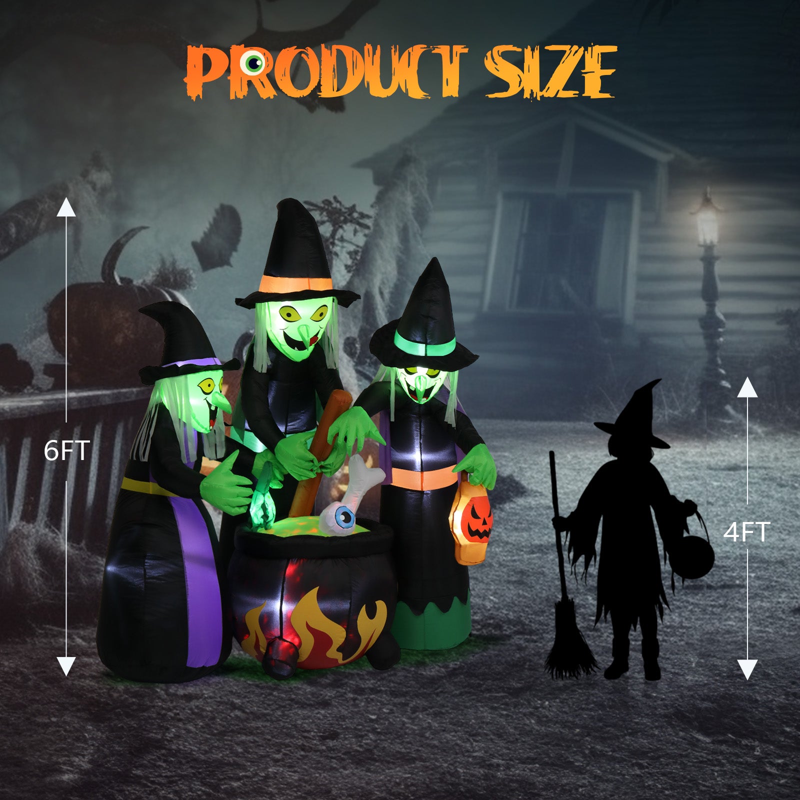 6-Foot Inflatable Halloween Witches - Perfect Outdoor Decoration for Spooky Season!