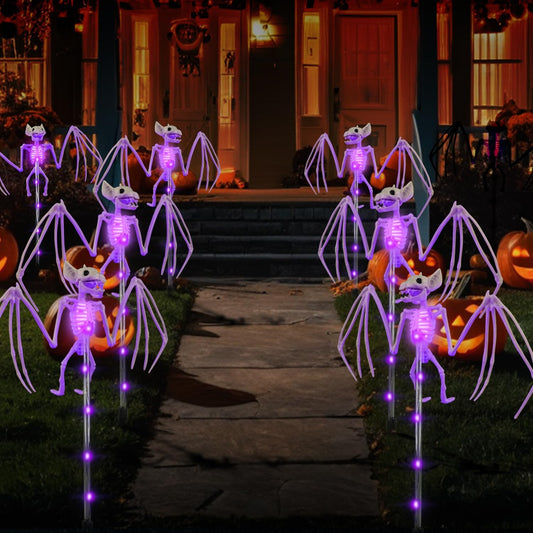 Illuminate Your Halloween with Solar 3D Scary Bat Garden Lights - Set of 2!