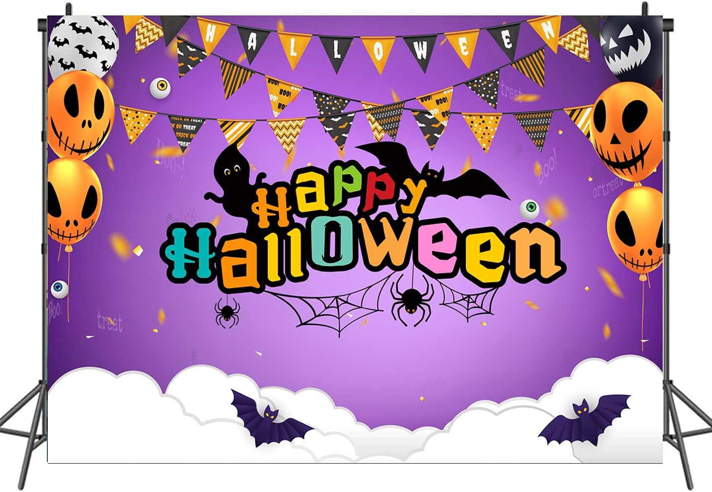 8X6Ft Happy Halloween Backdrop Halloween Party Photography Background Banner Portrait Photo Booth Backdrop Props 151…