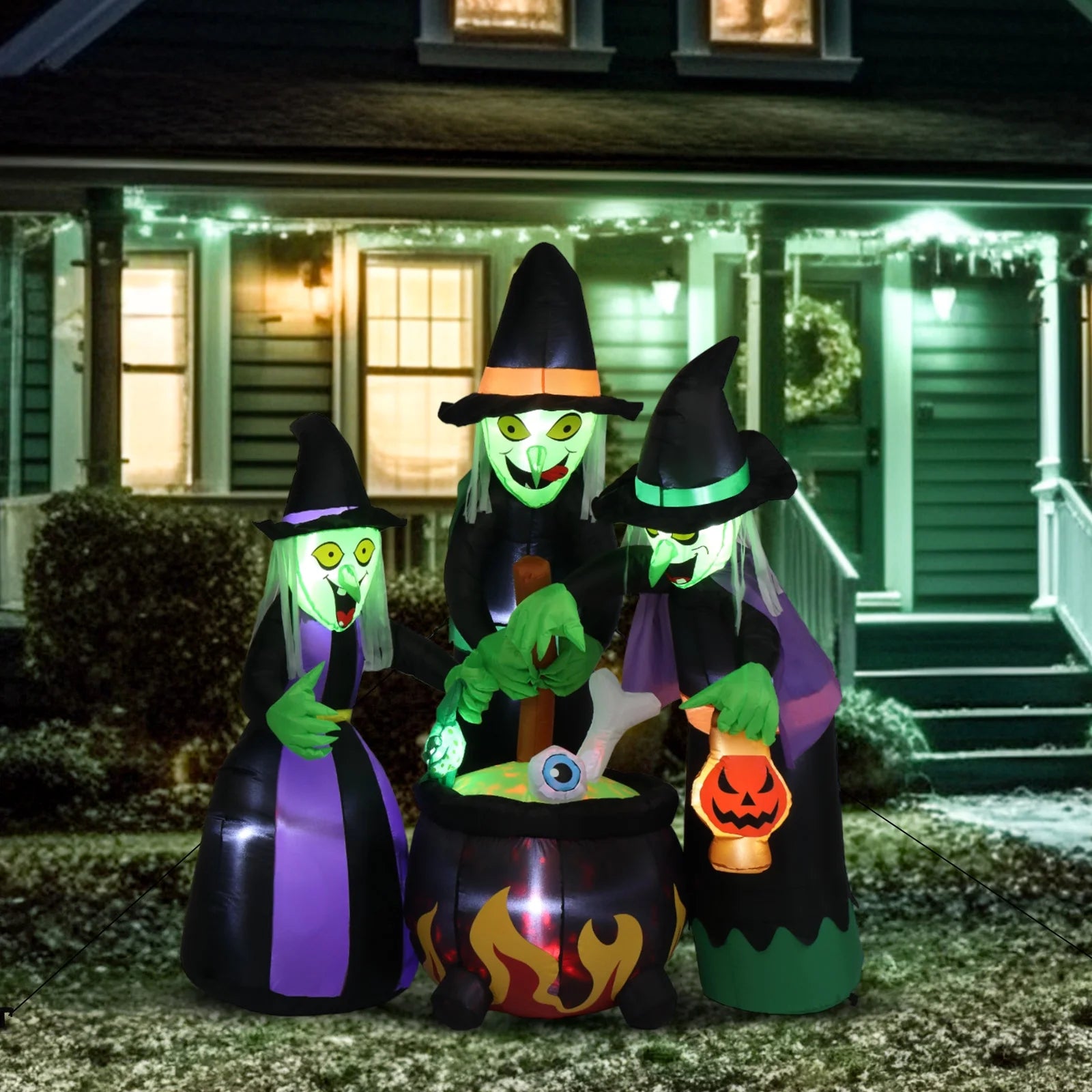 6-Foot Inflatable Halloween Witches - Perfect Outdoor Decoration for Spooky Season!