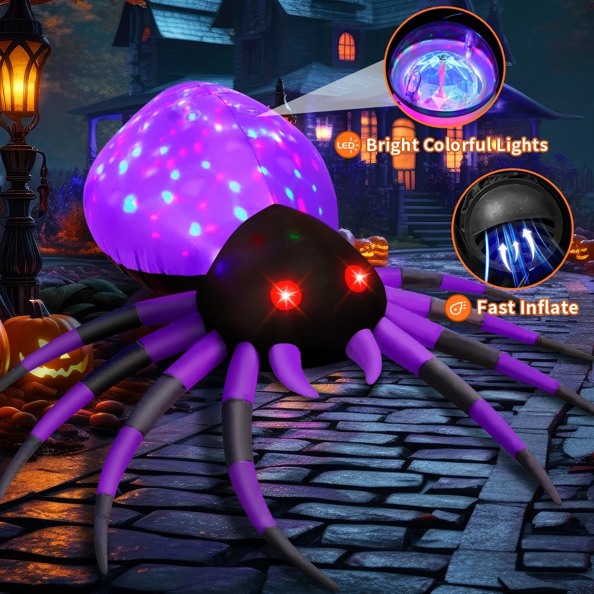 Giant 5 FT Inflatable Halloween Spider with LED Lights – Perfect for Spooky Outdoor Decor!