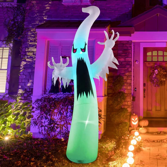 6FT Colorful LED Dimming Ghost Inflatable - Perfect Halloween Yard Decoration for Parties and Gardens!