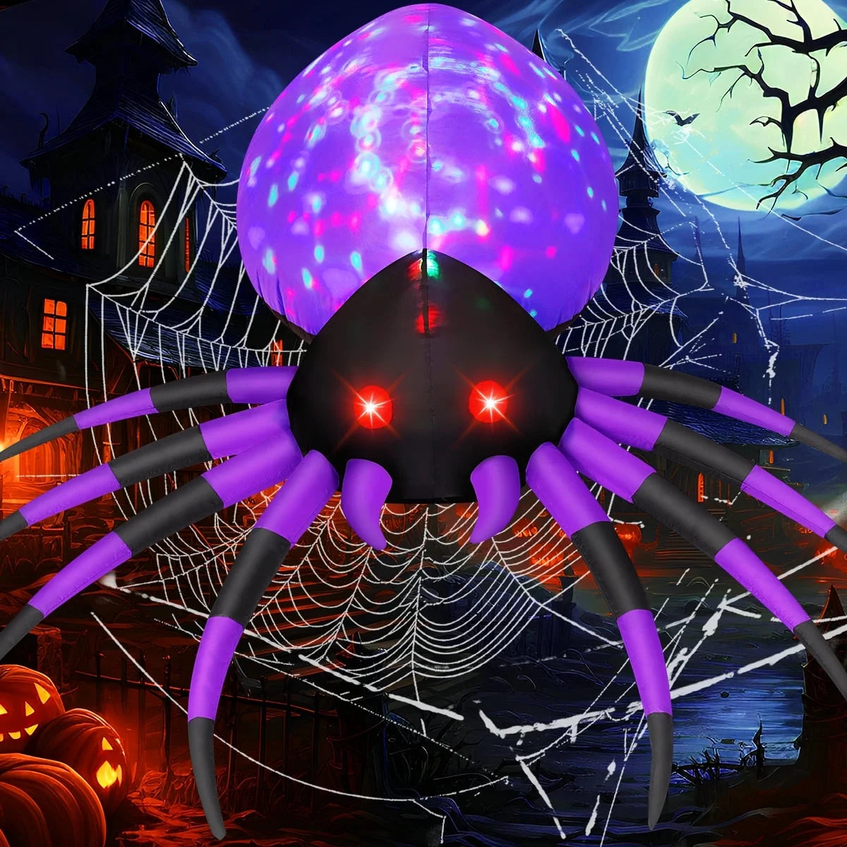 Giant 5 FT Inflatable Halloween Spider with LED Lights – Perfect for Spooky Outdoor Decor!