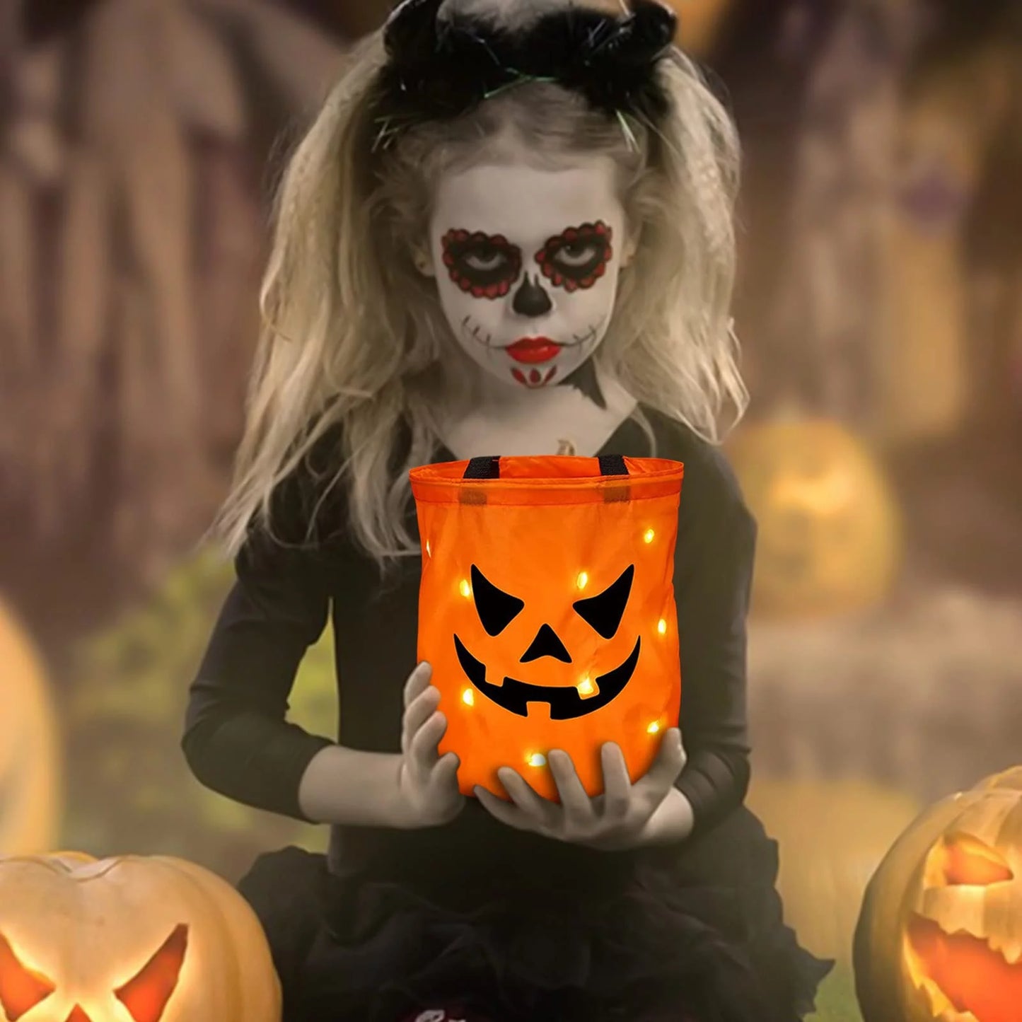 LED Halloween Candy Bags - Reusable Trick or Treat Buckets with Grimace Design for Spooktacular Parties!