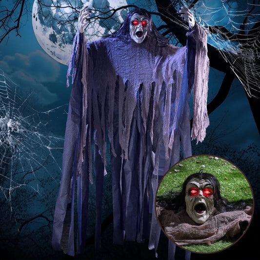 Halloween Decorations Outdoor,Zombie Groundbreaker with Green Face and Lighted Eyes for Graveyard,Outdoor Scary Halloween Yard Decorations,Haunted House Decorations