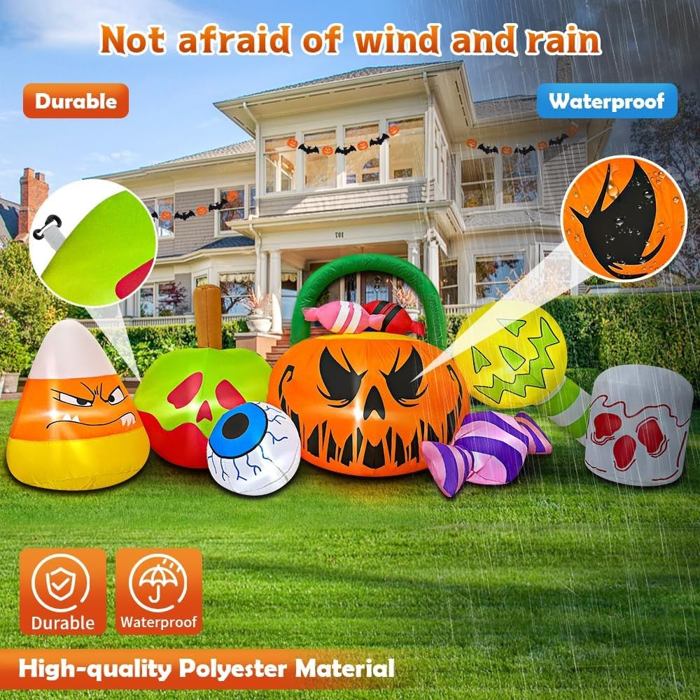 10 FT Halloween Inflatable Outdoor Decorations Pumpkin Ghost Combo Halloween ...