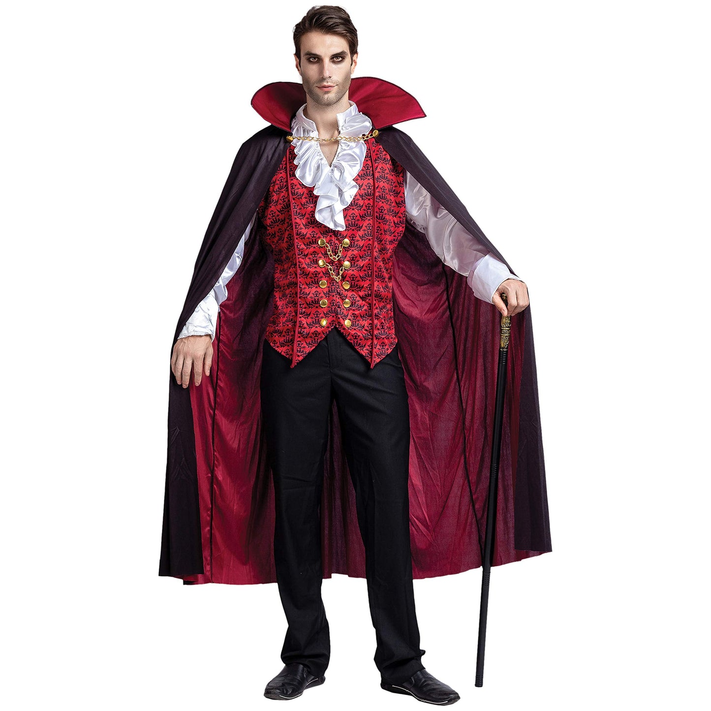Men's Halloween Vampire Costume Set - Stylish Cape & Medieval Fancy Dress for Spooky Parties