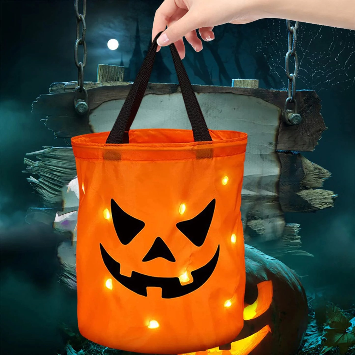 LED Halloween Candy Bags - Reusable Trick or Treat Buckets with Grimace Design for Spooktacular Parties!