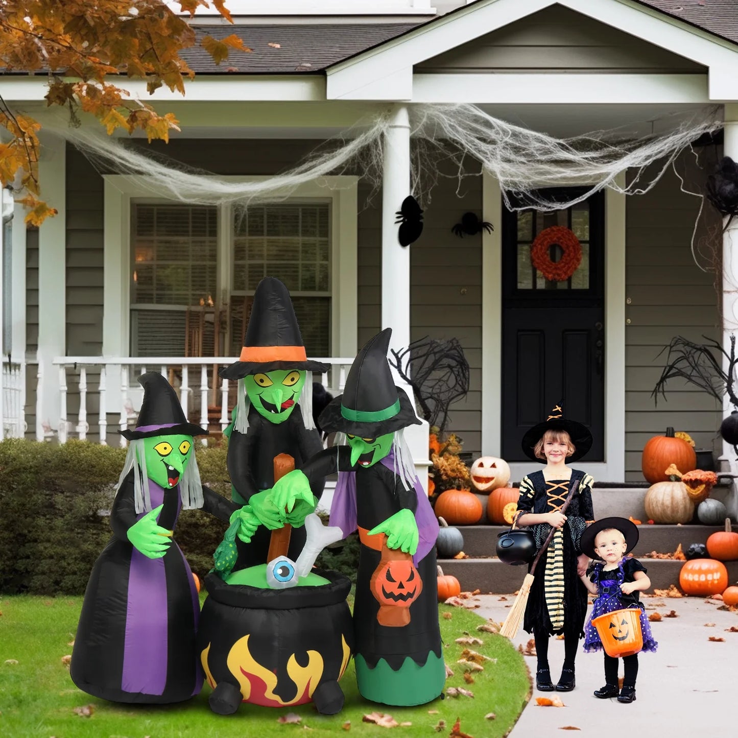 6-Foot Inflatable Halloween Witches - Perfect Outdoor Decoration for Spooky Season!