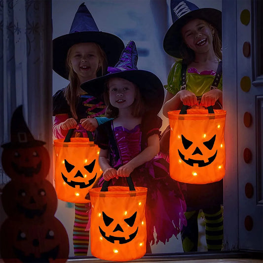LED Halloween Candy Bags - Reusable Trick or Treat Buckets with Grimace Design for Spooktacular Parties!