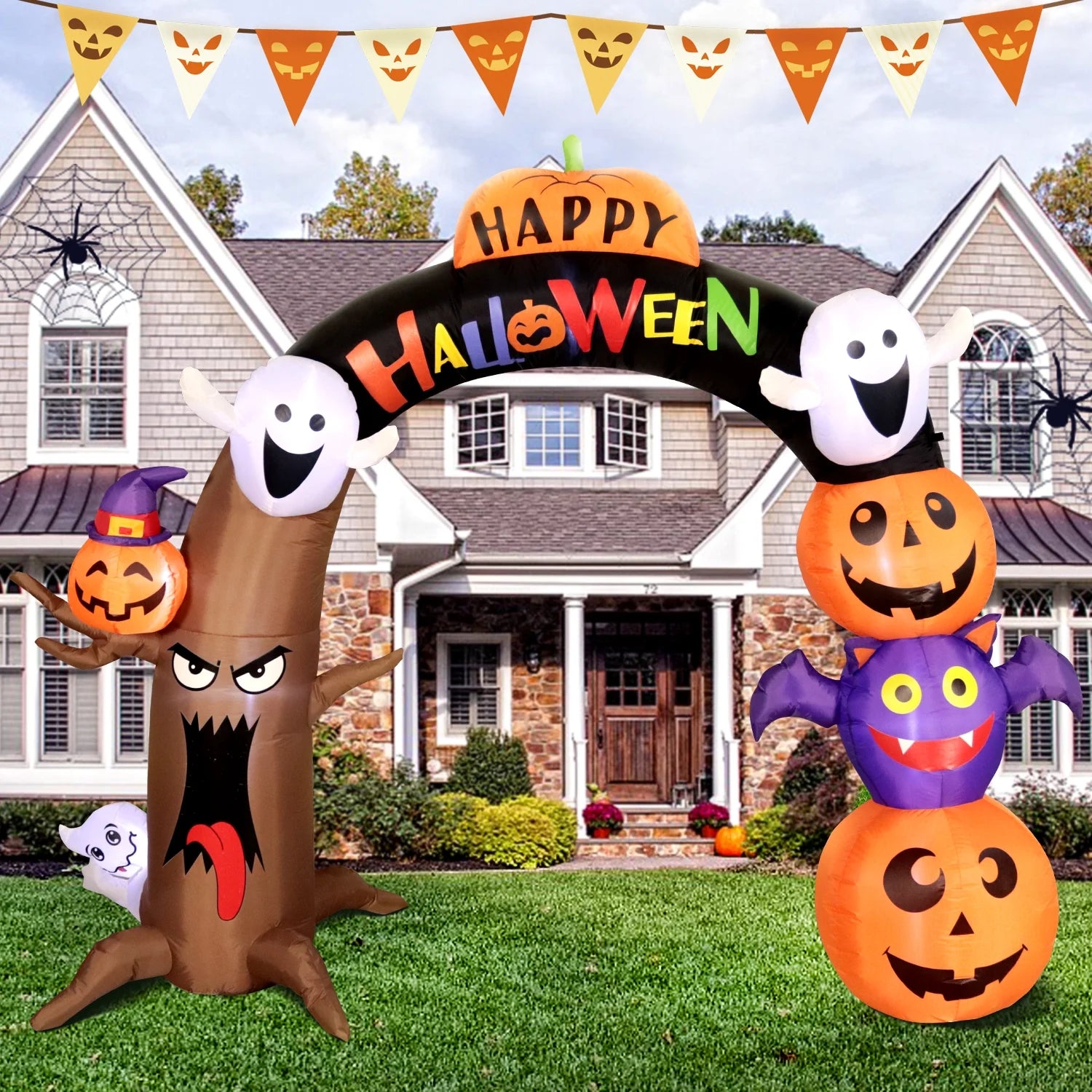 10' Halloween Inflatable Decorations Dead Tree Arch, Giant Blowup Archway Build-In LED Lights Holiday Yard Decor for Halloween Holiday Party Outdoor,Garden Yard Lawn Decor