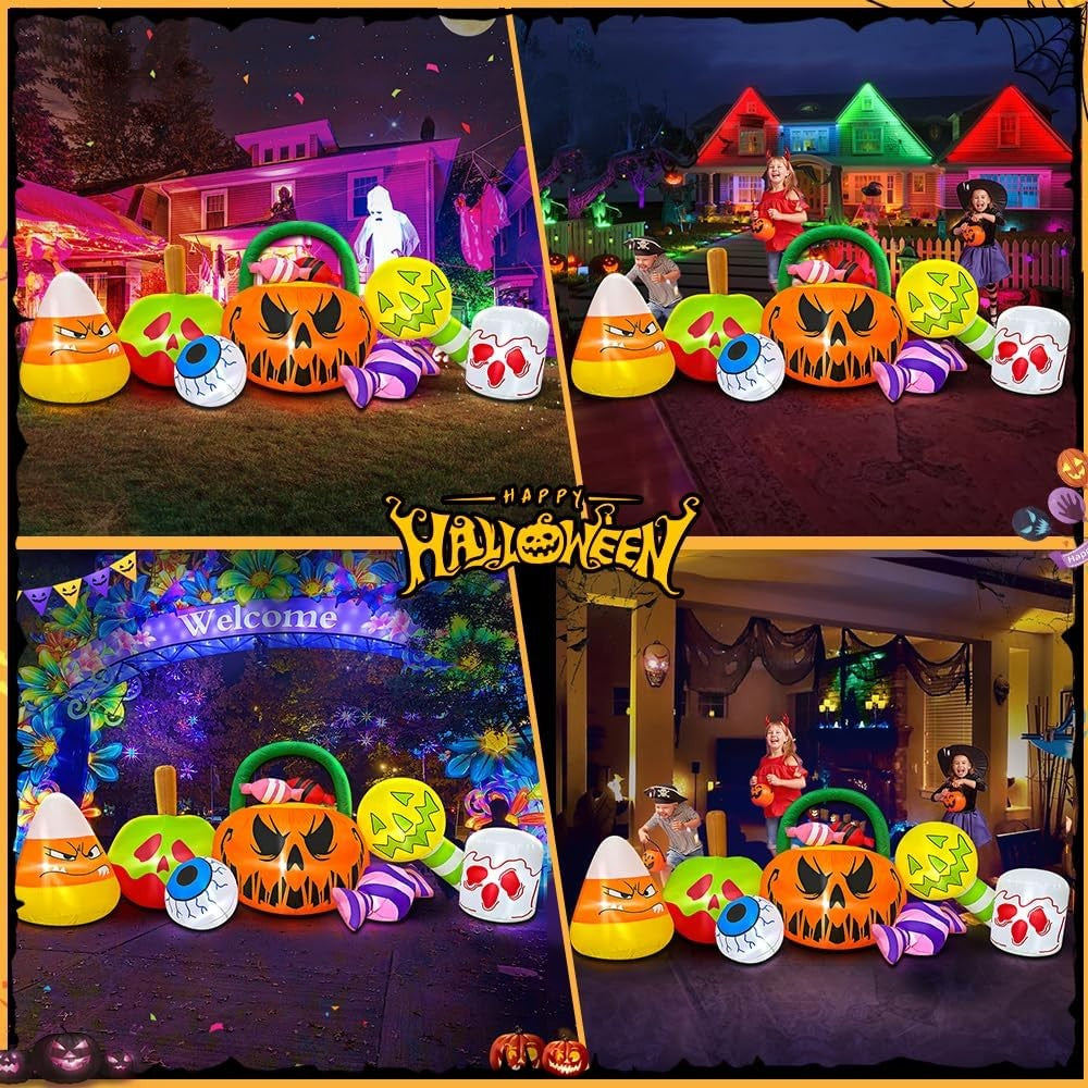 10 FT Halloween Inflatable Outdoor Decorations Pumpkin Ghost Combo Halloween ...