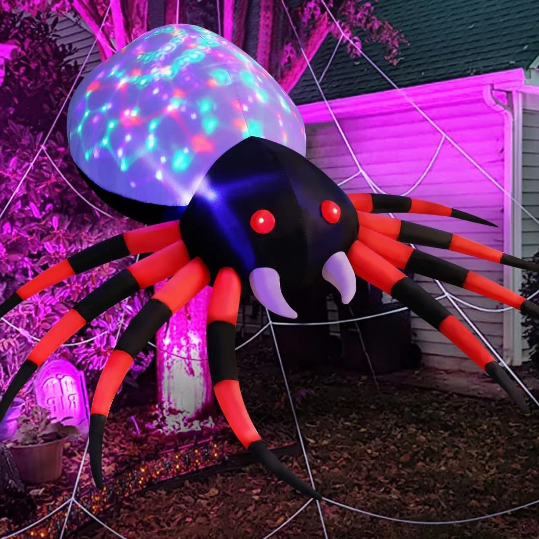 Halloween Inflatable 5 FT Halloween Spider Inflatable, Halloween Blow up Spider Halloween Spider Decoration with LED Lights Built-In, Outdoor Halloween Decorations Clearance for Halloween