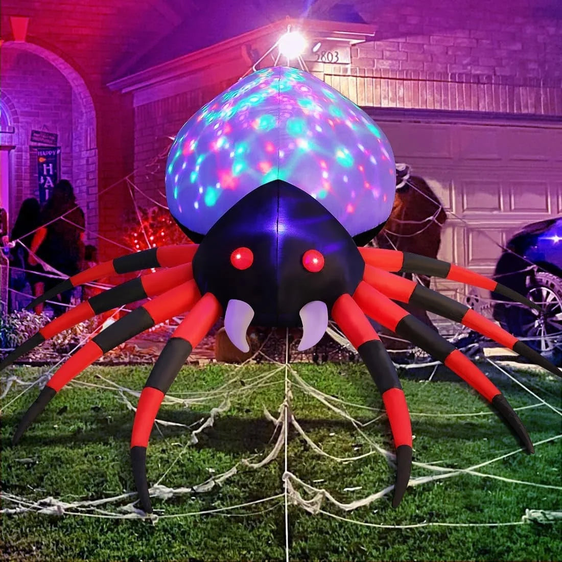 Halloween Inflatable 5 FT Halloween Spider Inflatable, Halloween Blow up Spider Halloween Spider Decoration with LED Lights Built-In, Outdoor Halloween Decorations Clearance for Halloween