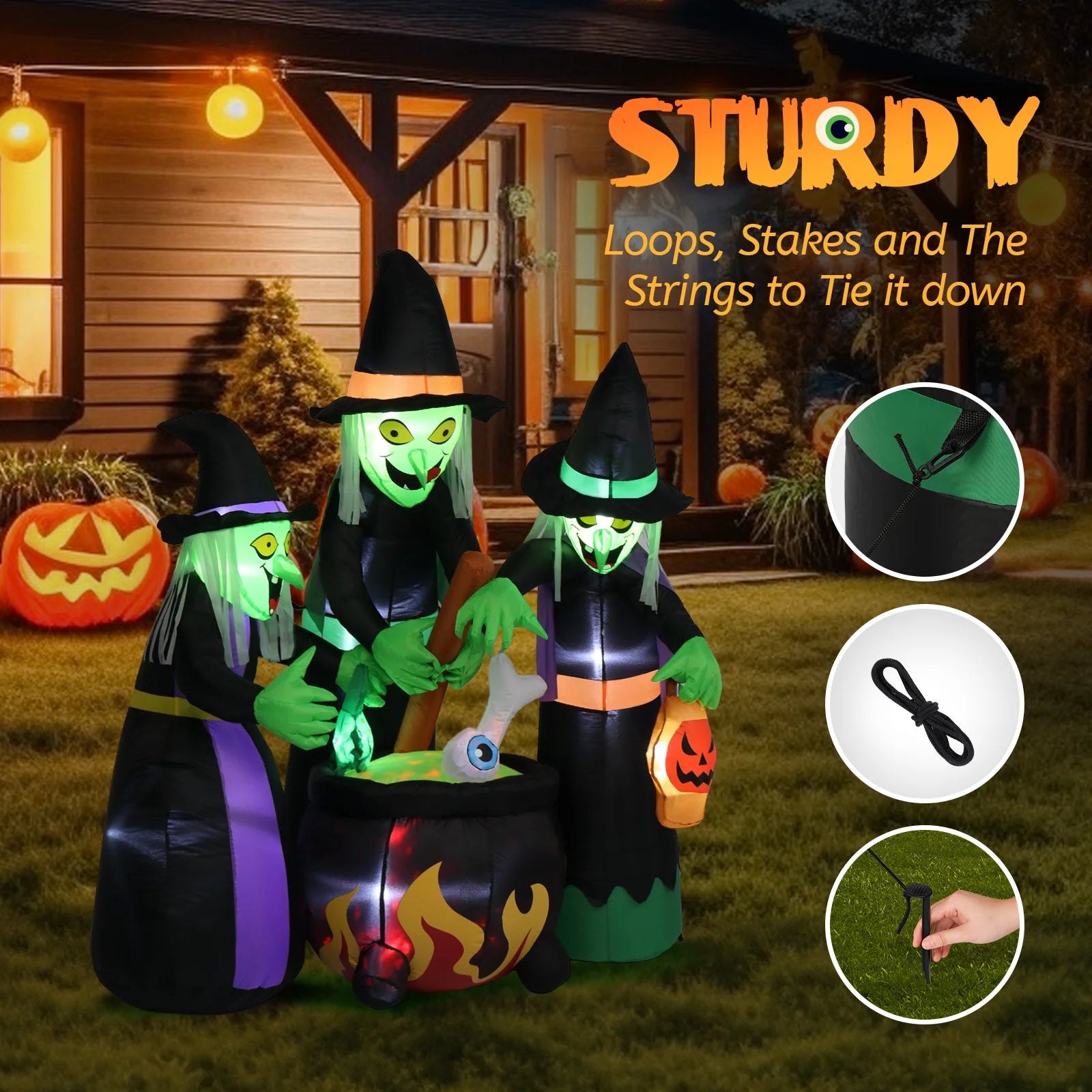 6-Foot Inflatable Halloween Witches - Perfect Outdoor Decoration for Spooky Season!