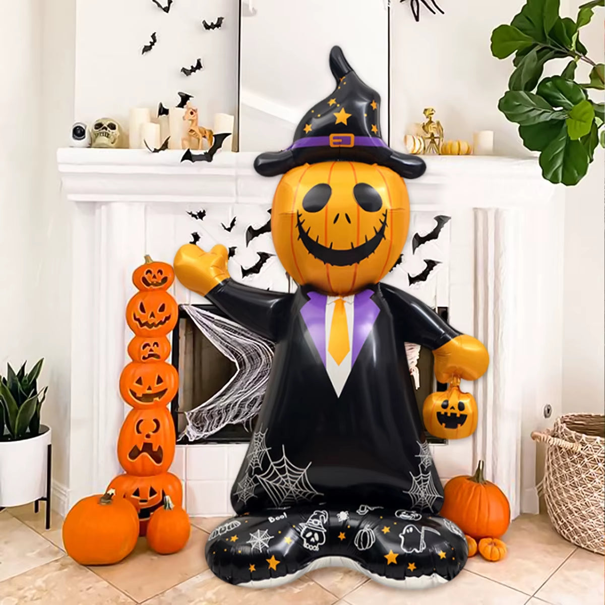 1Pc Giant Halloween Pumpkin Man Decoration Balloons for Halloween, Haunted House, Pumpkin Party, Home Decoration