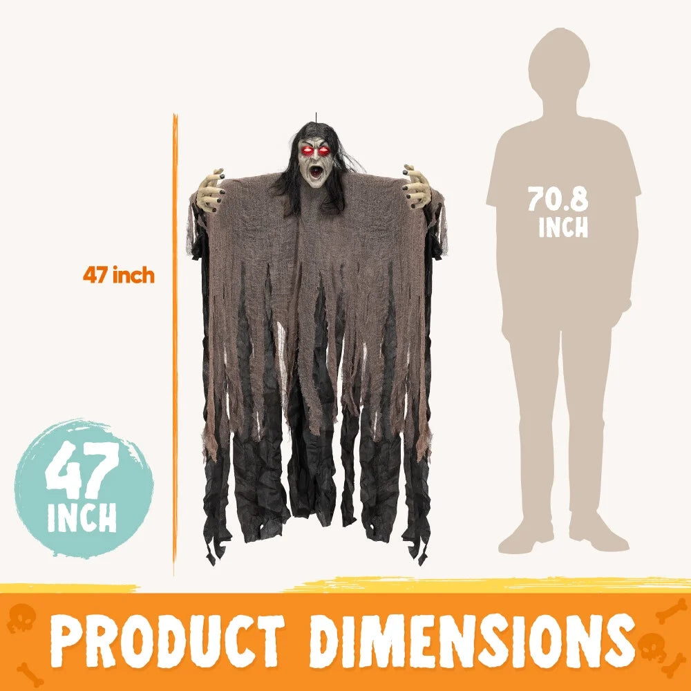 Halloween Decorations Outdoor,Zombie Groundbreaker with Green Face and Lighted Eyes for Graveyard,Outdoor Scary Halloween Yard Decorations,Haunted House Decorations