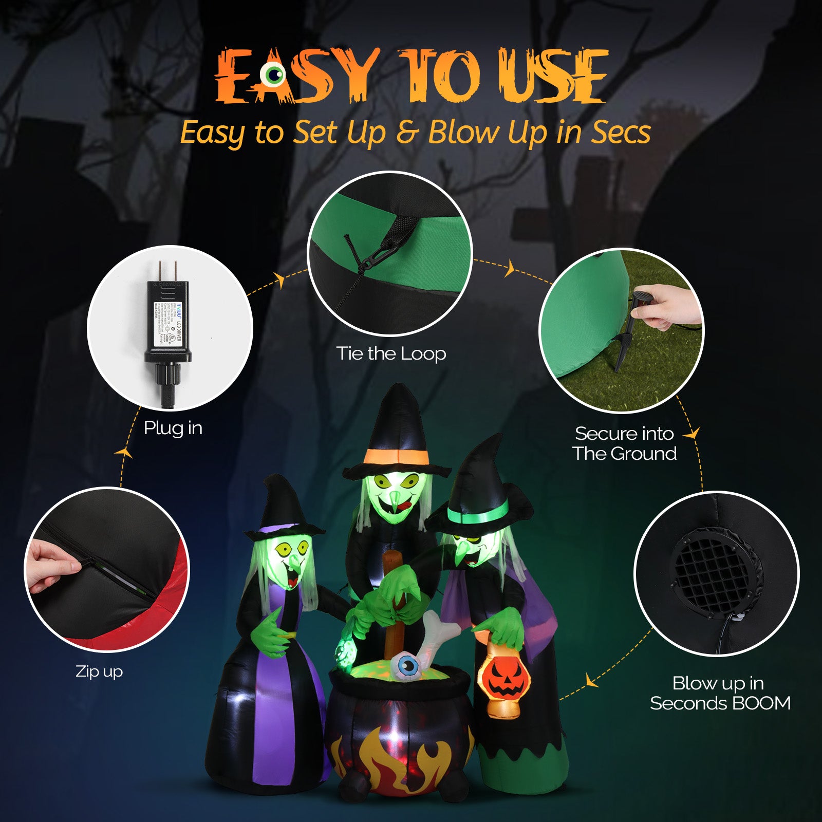 6-Foot Inflatable Halloween Witches - Perfect Outdoor Decoration for Spooky Season!