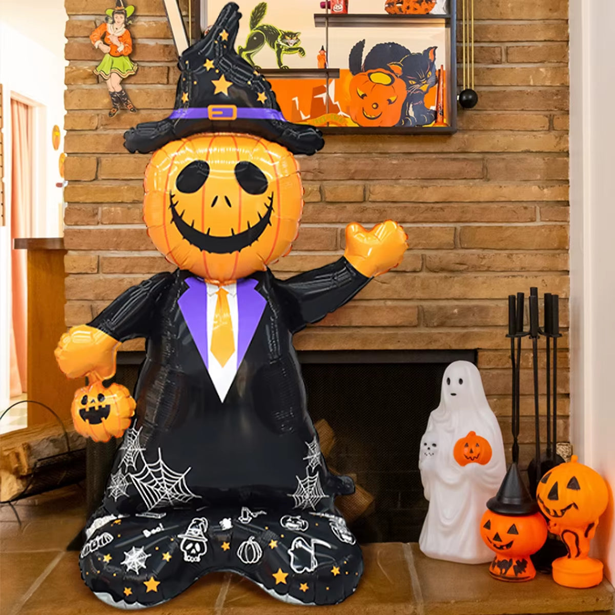 1Pc Giant Halloween Pumpkin Man Decoration Balloons for Halloween, Haunted House, Pumpkin Party, Home Decoration