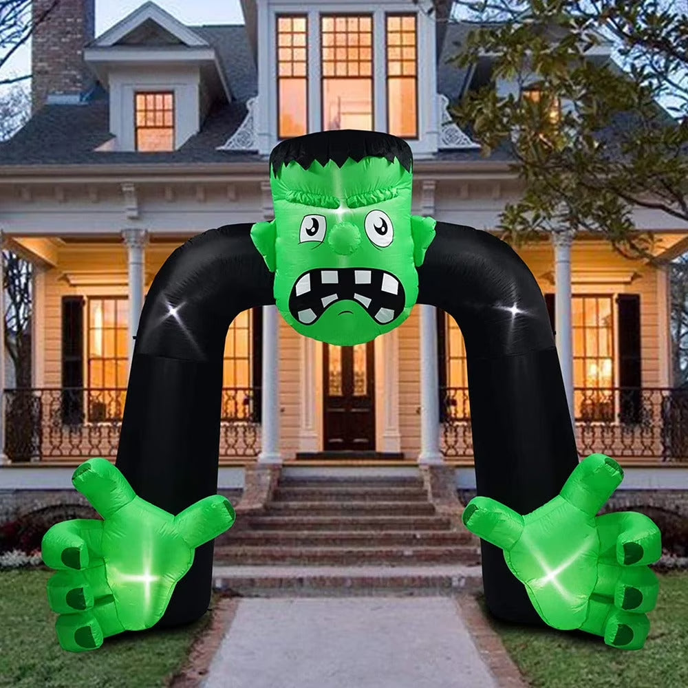 (4Ft-9Ft) Halloween Inflatable LED Light up Archway Monster Pumpkin Blow up Yard Decorations, Powerful Blower, Ground Stakes