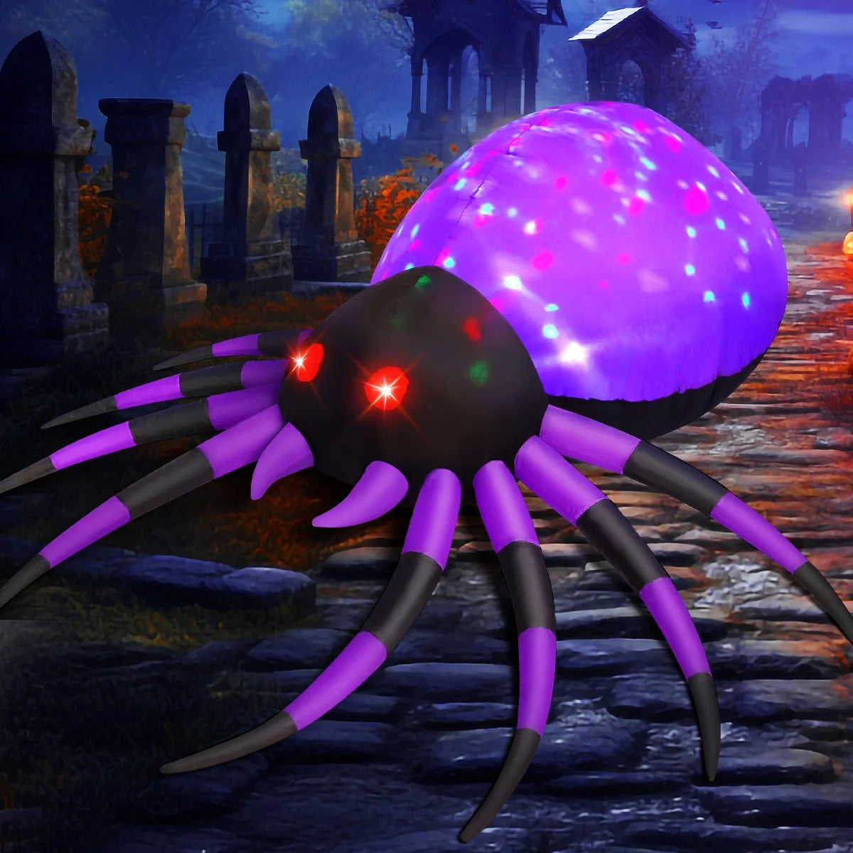 Giant 5 FT Inflatable Halloween Spider with LED Lights – Perfect for Spooky Outdoor Decor!