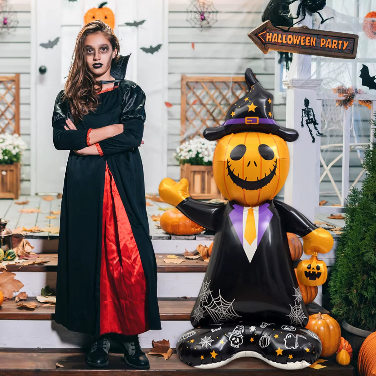 1Pc Giant Halloween Pumpkin Man Decoration Balloons for Halloween, Haunted House, Pumpkin Party, Home Decoration