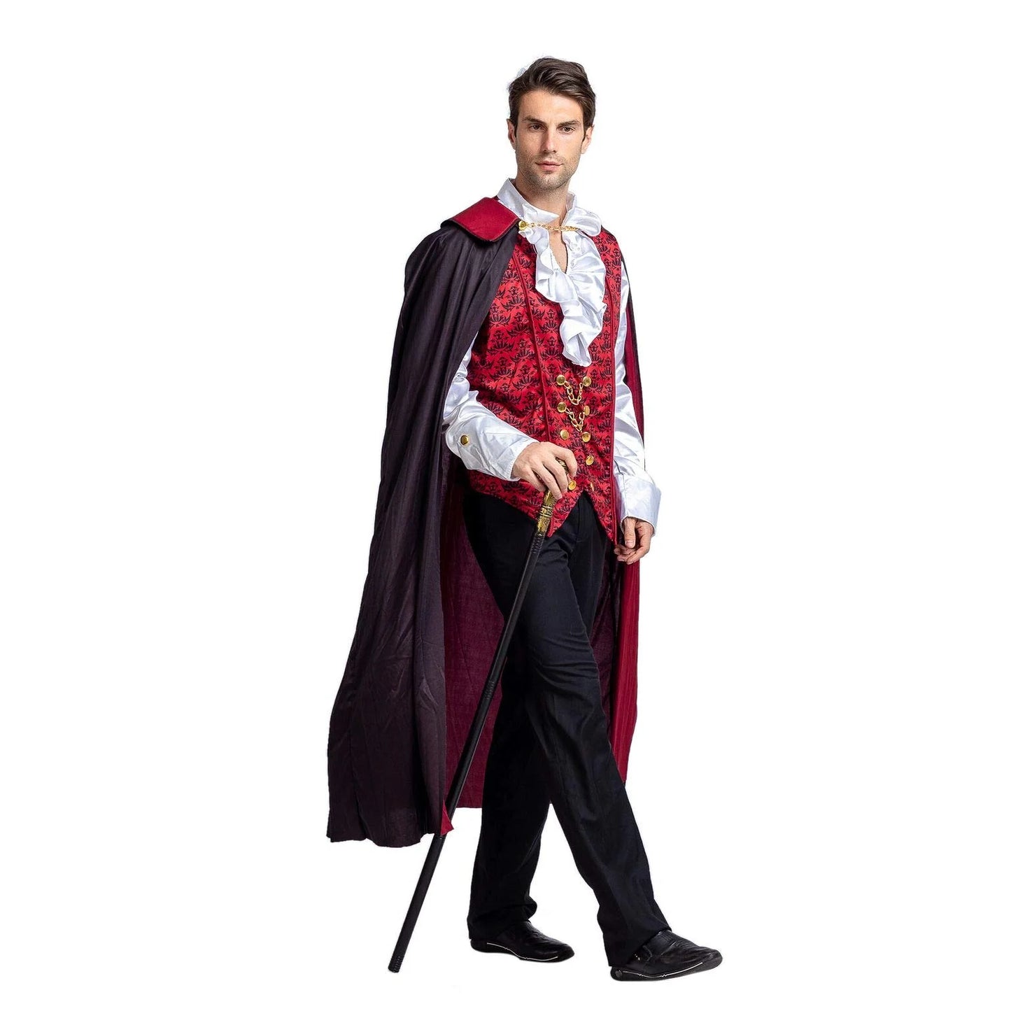Men's Halloween Vampire Costume Set - Stylish Cape & Medieval Fancy Dress for Spooky Parties