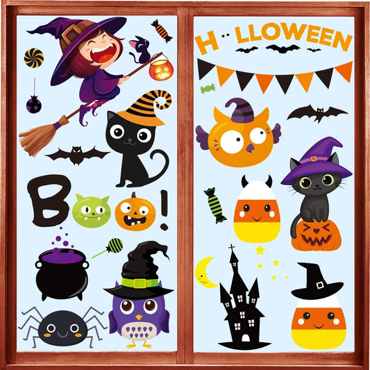 Spooktacular Halloween Window Clings - Adorable Pumpkin & Ghost Stickers for Festive Room, Bathroom & Kitchen Decor