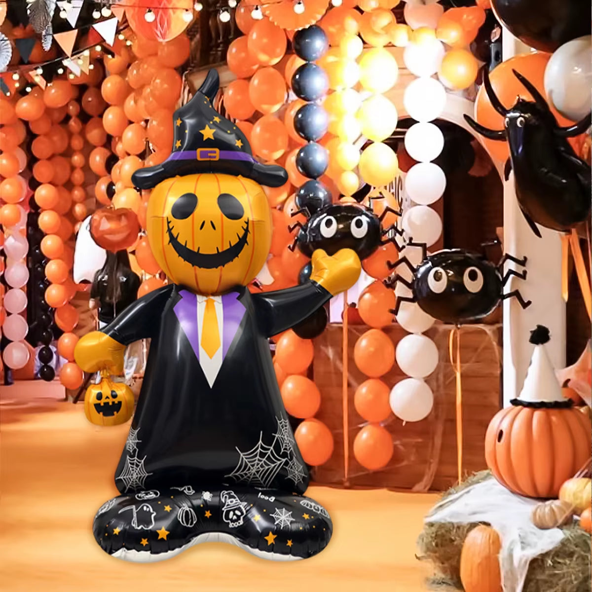 1Pc Giant Halloween Pumpkin Man Decoration Balloons for Halloween, Haunted House, Pumpkin Party, Home Decoration