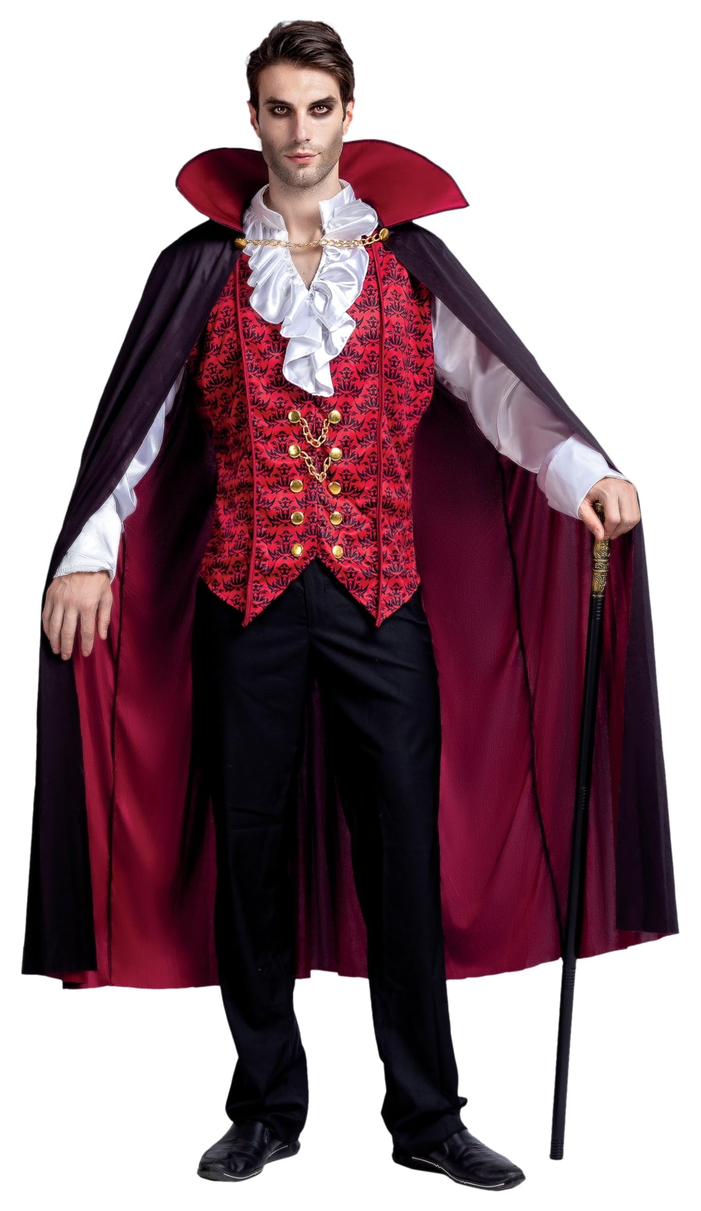 Men's Halloween Vampire Costume Set - Stylish Cape & Medieval Fancy Dress for Spooky Parties