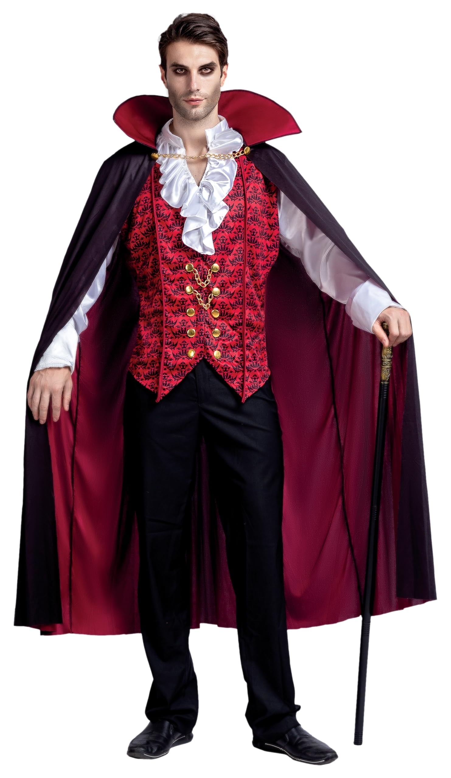 Men's Halloween Vampire Costume Set - Stylish Cape & Medieval Fancy Dress for Spooky Parties