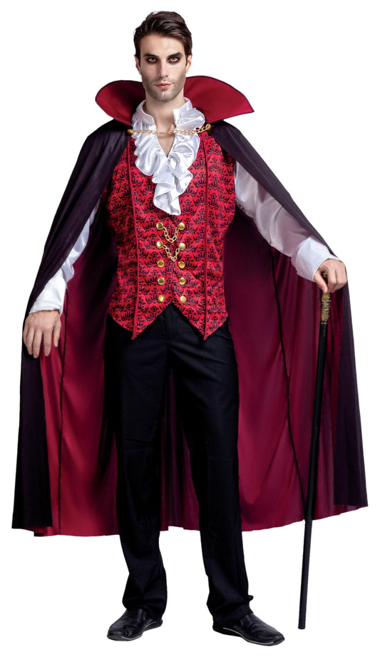 Men's Halloween Vampire Costume Set - Stylish Cape & Medieval Fancy Dress for Spooky Parties