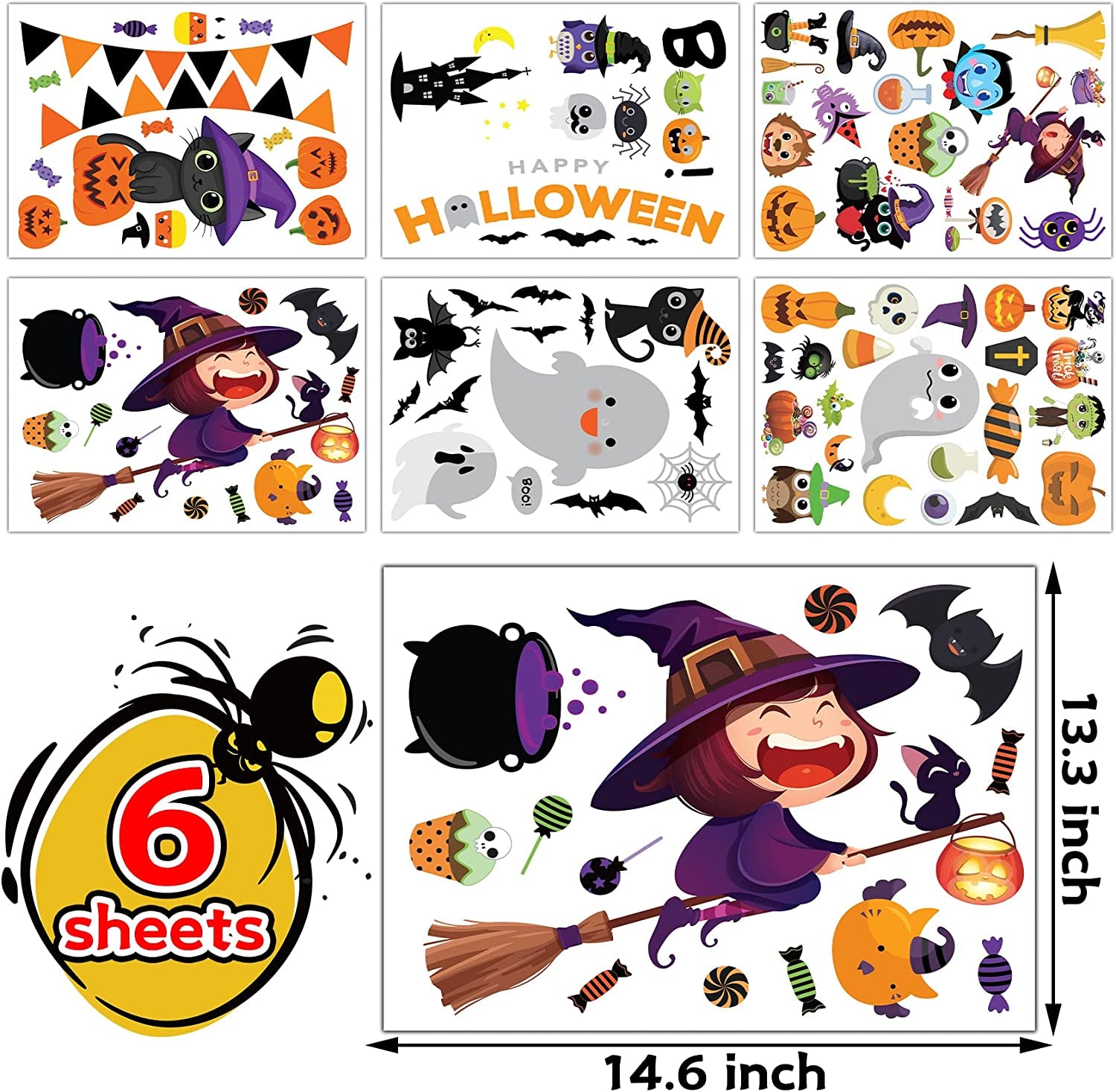 Spooktacular Halloween Window Clings - Adorable Pumpkin & Ghost Stickers for Festive Room, Bathroom & Kitchen Decor