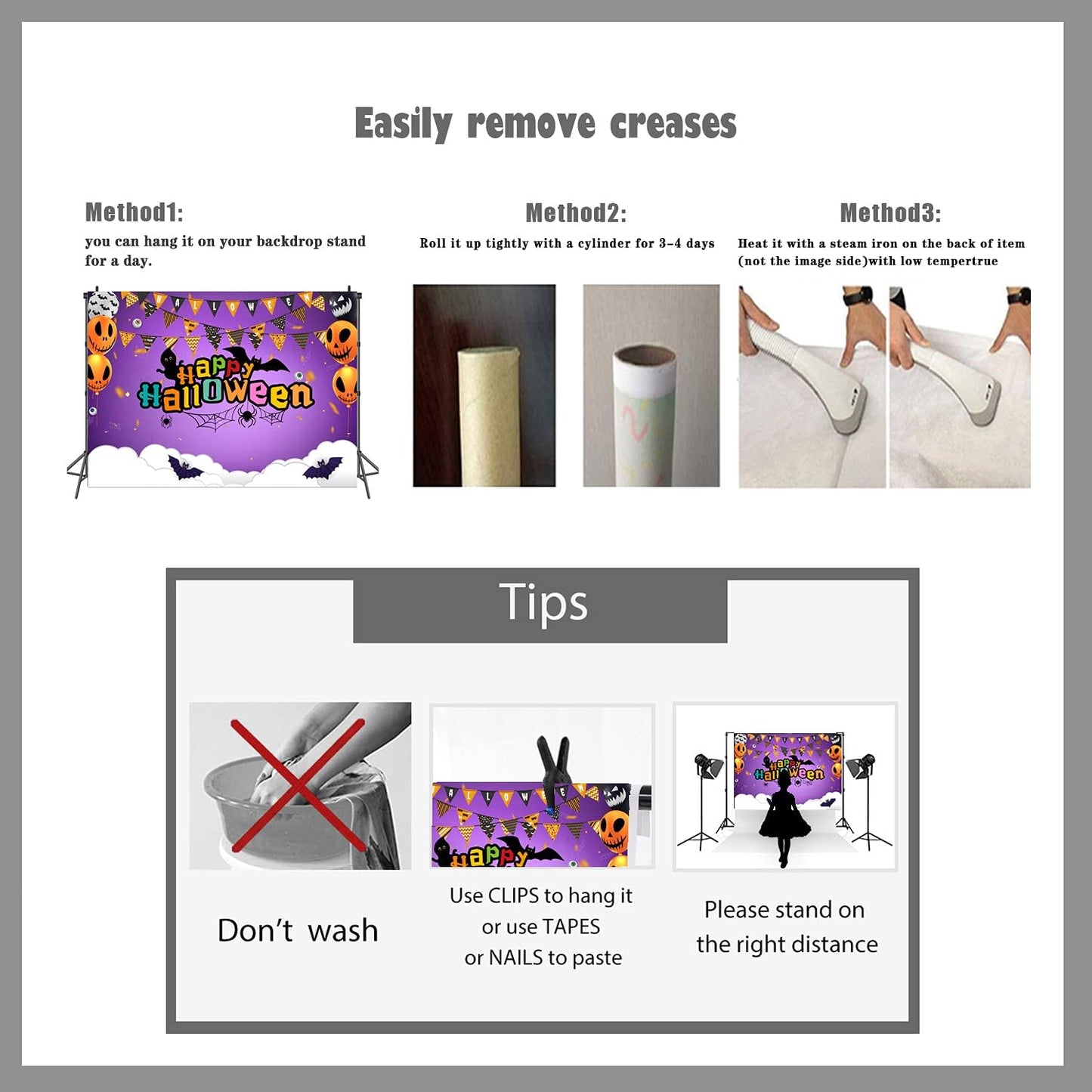 8X6Ft Happy Halloween Backdrop Halloween Party Photography Background Banner Portrait Photo Booth Backdrop Props 151…