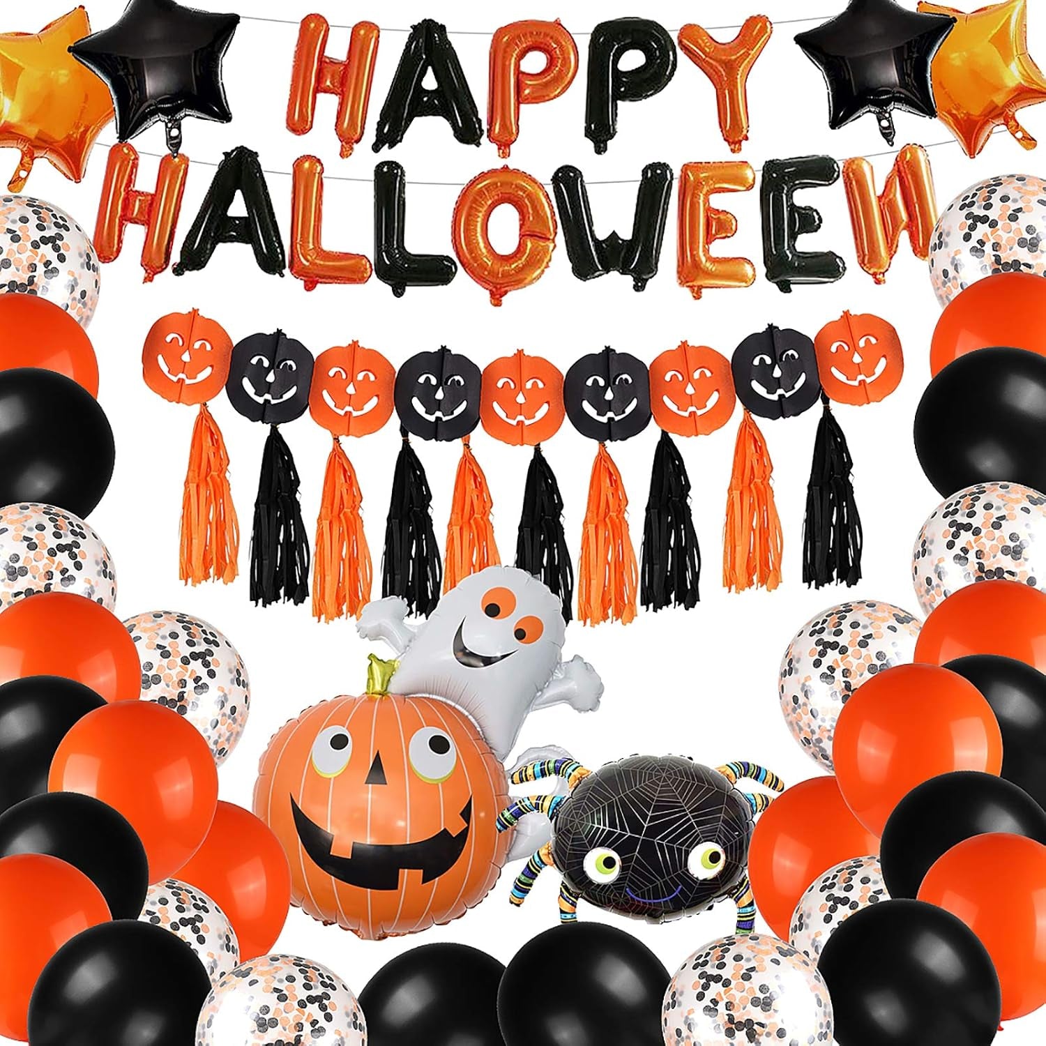 Spooktacular Halloween Party Decoration Kit - 61 Pieces of Balloons, Banners, and More for a Festive Celebration!