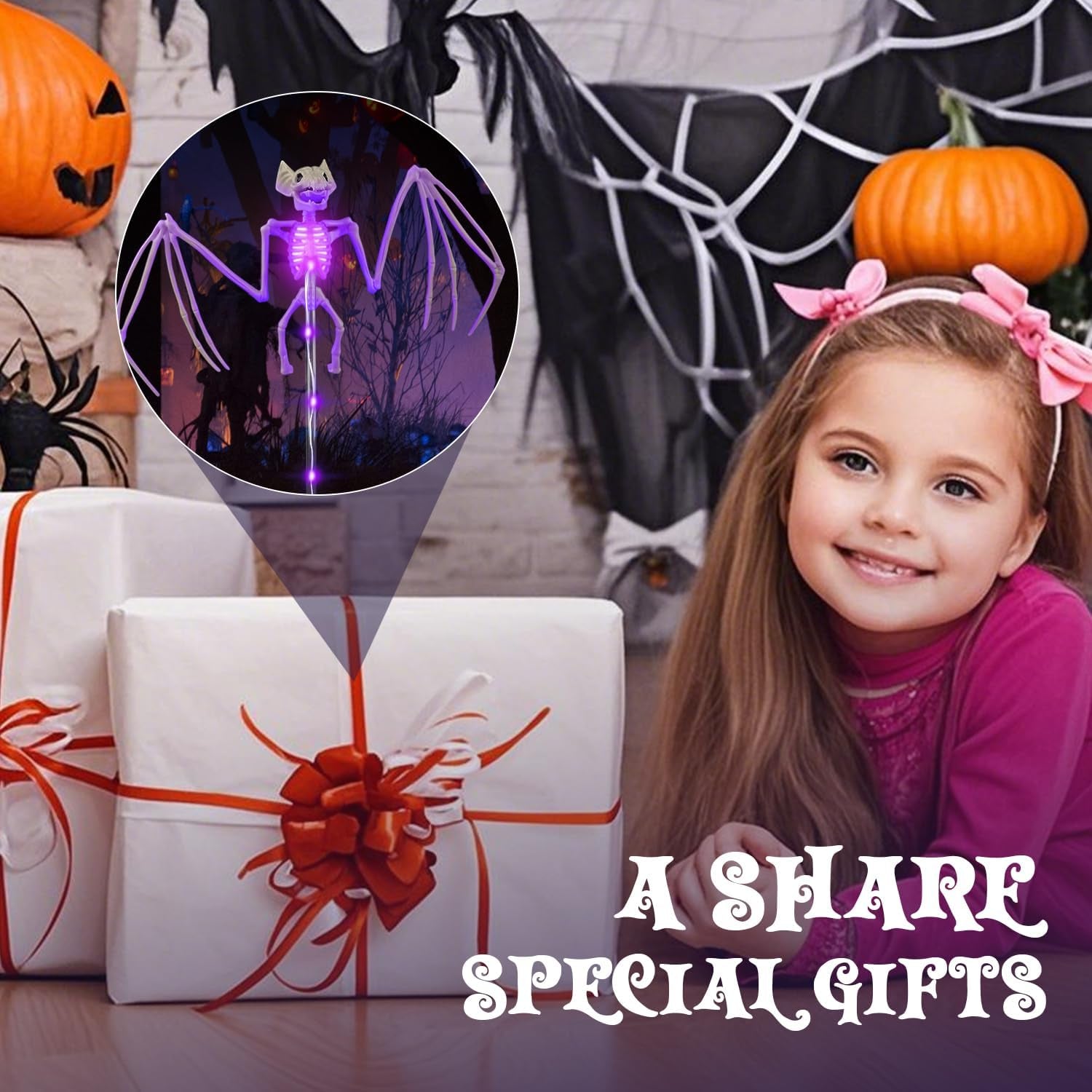 Illuminate Your Halloween with Solar 3D Scary Bat Garden Lights - Set of 2!