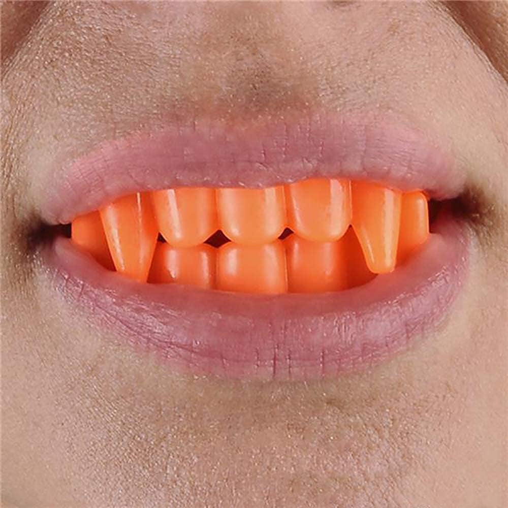 Halloween Teeth Neon Fangs Teeth, Costume, Funny Halloween Dress-Up, Pretend Play Decoration (12-Pack)