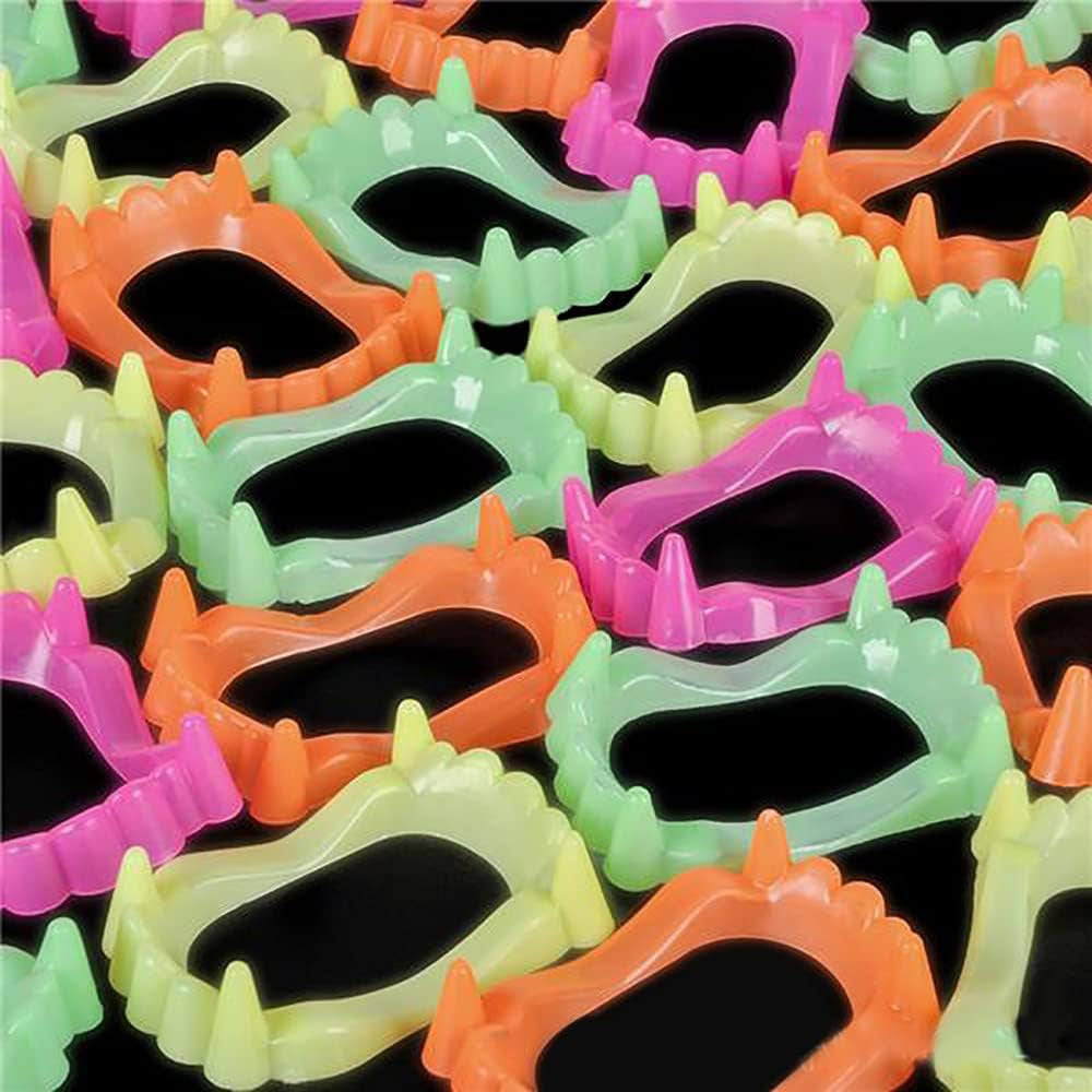 Halloween Teeth Neon Fangs Teeth, Costume, Funny Halloween Dress-Up, Pretend Play Decoration (12-Pack)