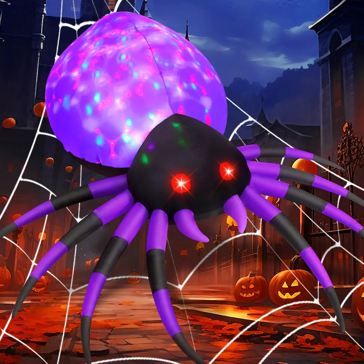 Giant 5 FT Inflatable Halloween Spider with LED Lights – Perfect for Spooky Outdoor Decor!