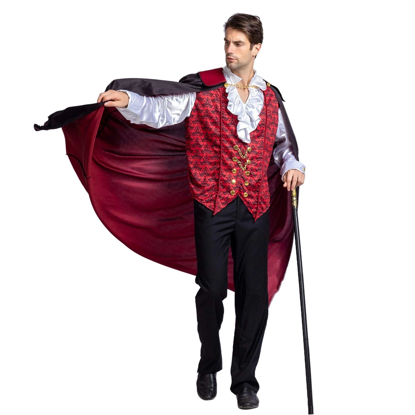 Men's Halloween Vampire Costume Set - Stylish Cape & Medieval Fancy Dress for Spooky Parties
