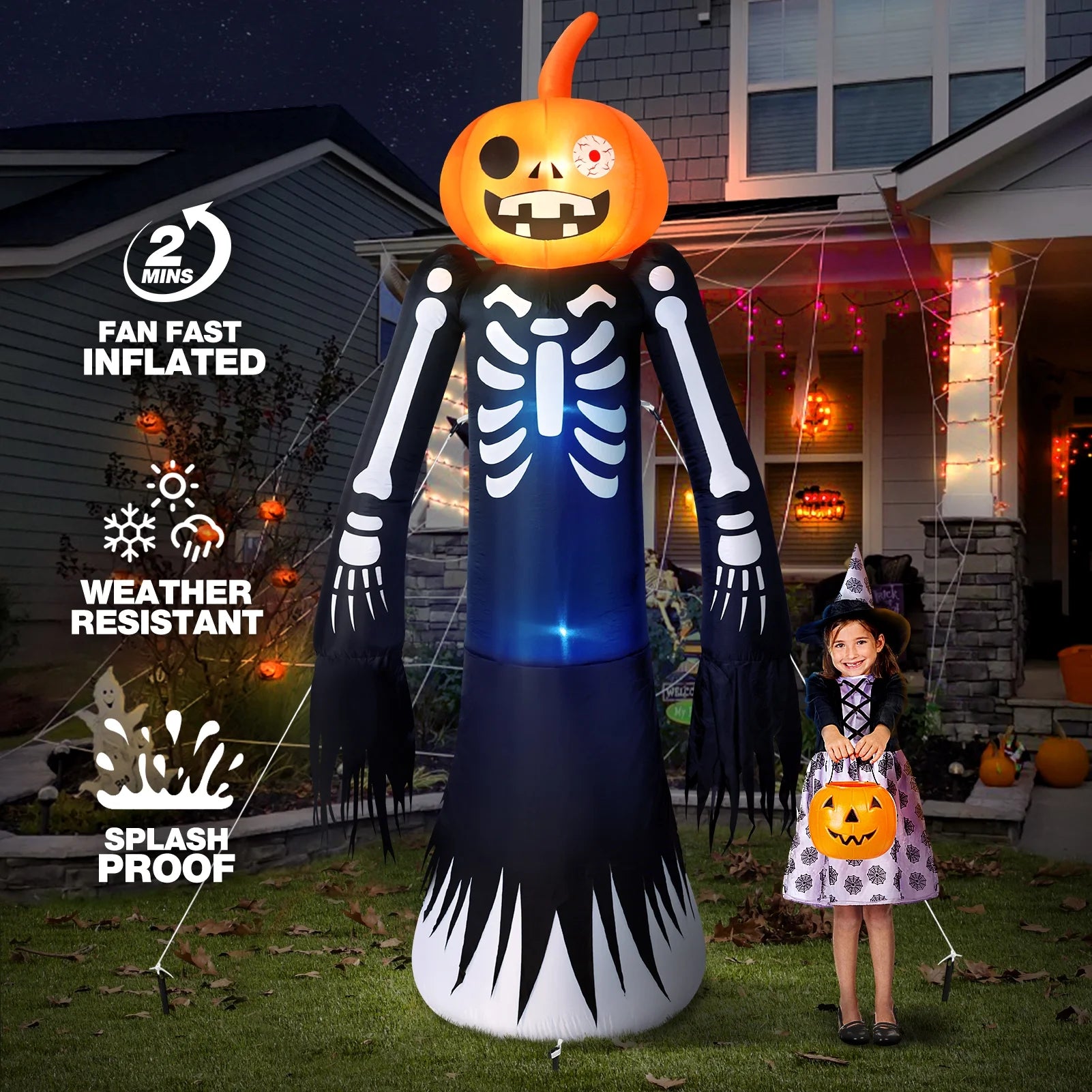 9FT Halloween Inflatables Decorations, Large Halloween Decorations Outdoor Halloween Yard Inflatables