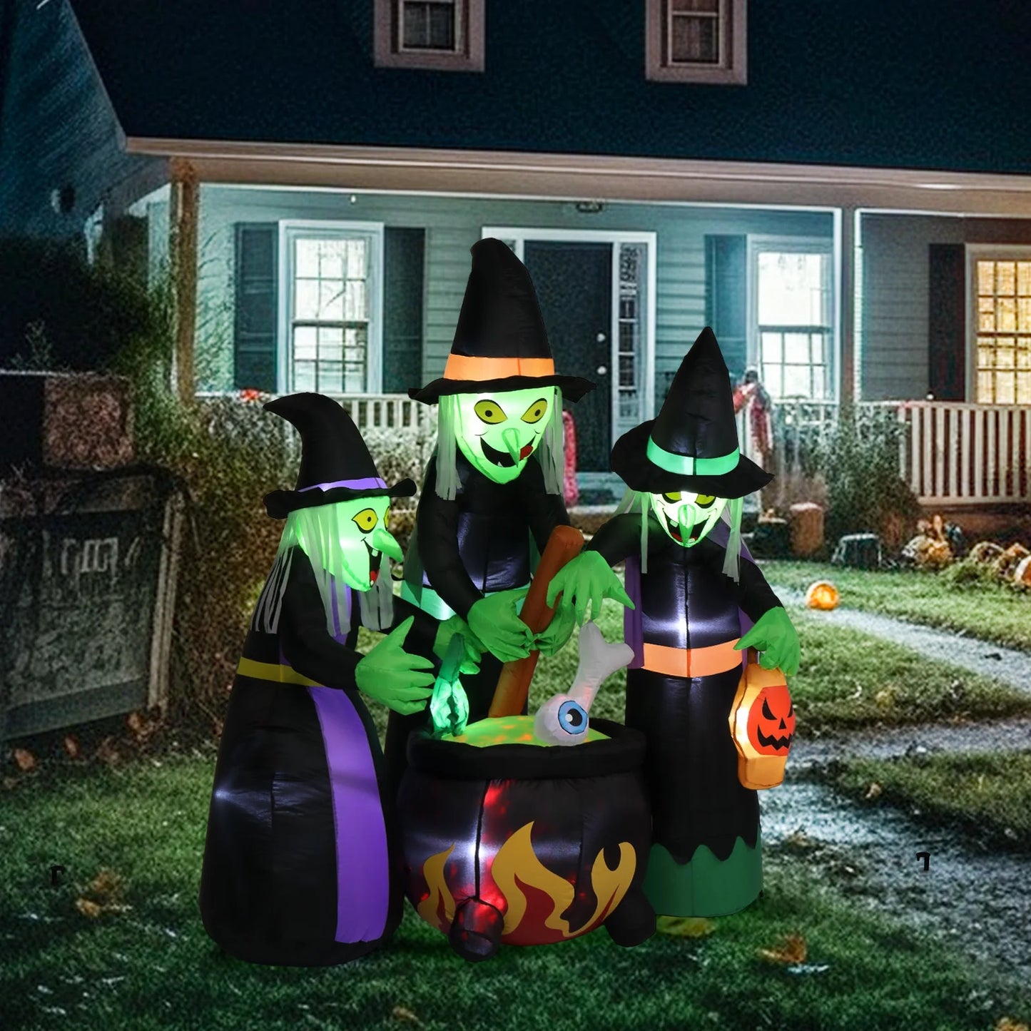 6-Foot Inflatable Halloween Witches - Perfect Outdoor Decoration for Spooky Season!