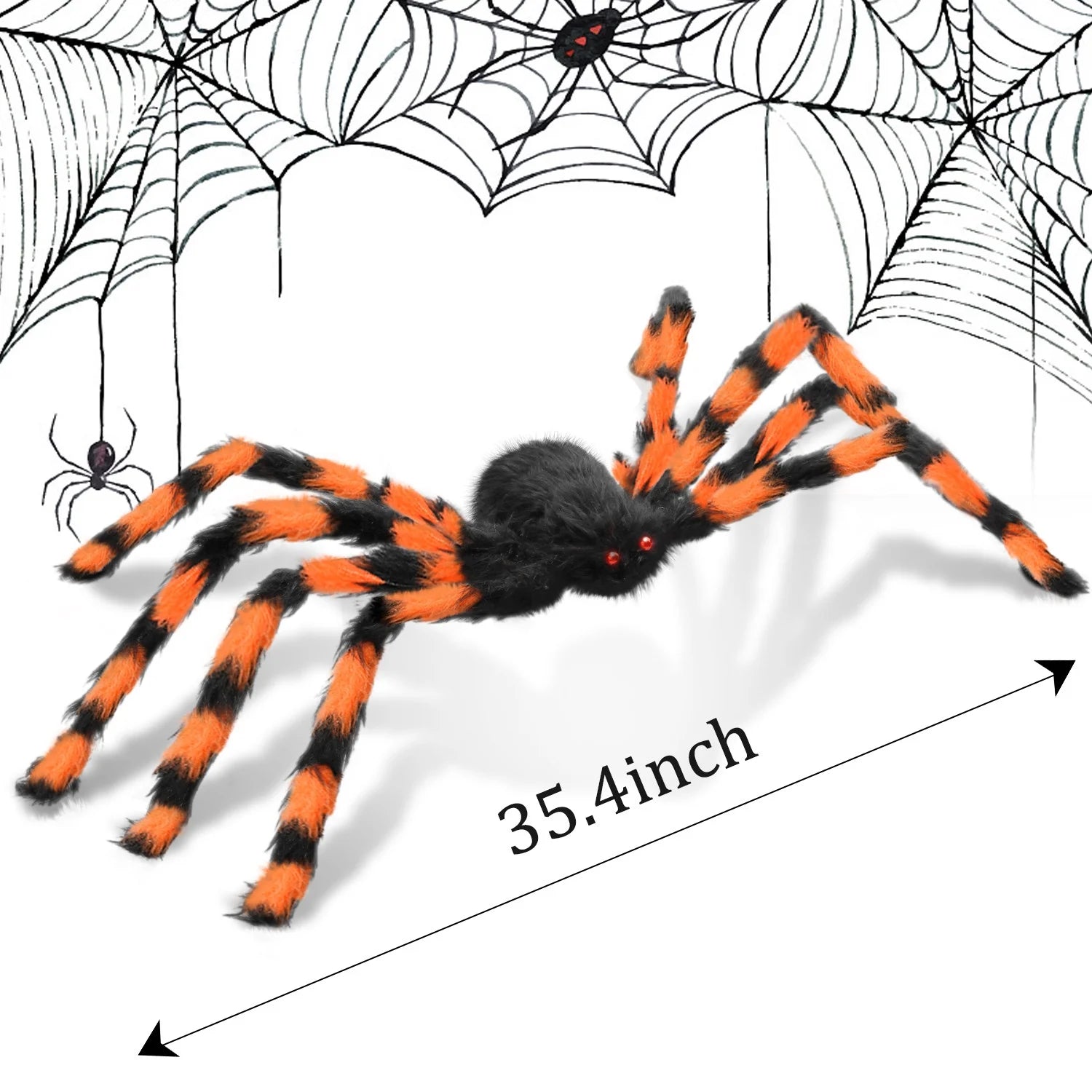 11.8Ft Halloween 144 LED Purple Spider Web Lights with 35" Giant Spider Light up Cobweb Halloween Decorations for Indoor Ourdoor Garden Yard Home Patio (Orange, 1Pc)