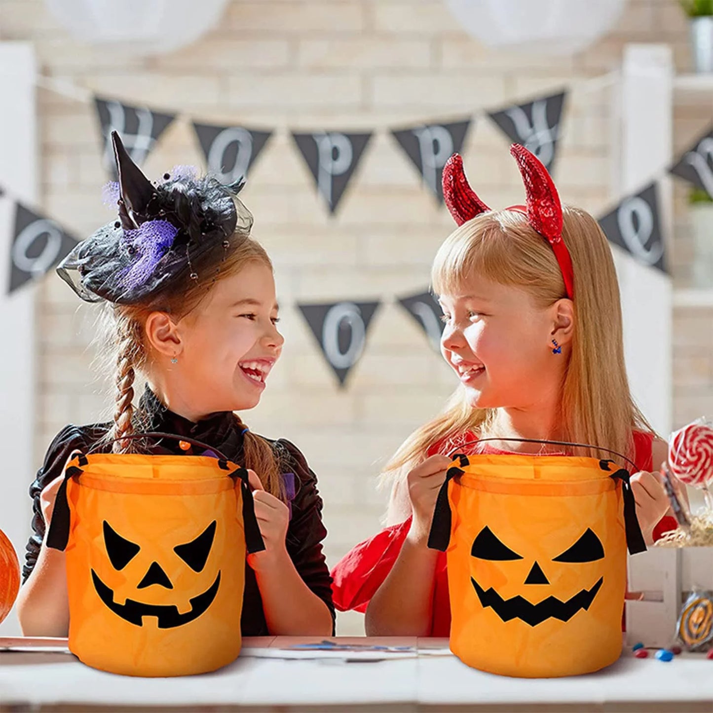 LED Halloween Candy Bags - Reusable Trick or Treat Buckets with Grimace Design for Spooktacular Parties!