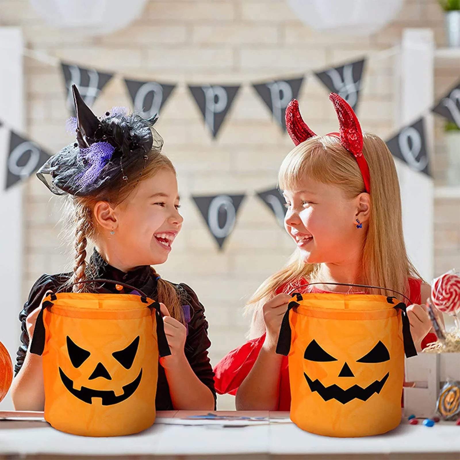 LED Halloween Candy Bags - Reusable Trick or Treat Buckets with Grimace Design for Spooktacular Parties!